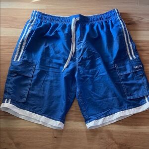 Men's Blue Cargo Swim Shorts